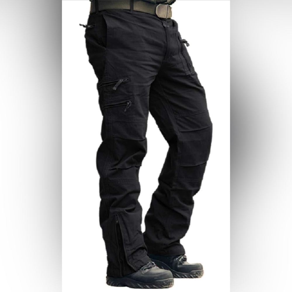 CRYSULLY Men's Cotton Multi-Pockets Work Pants